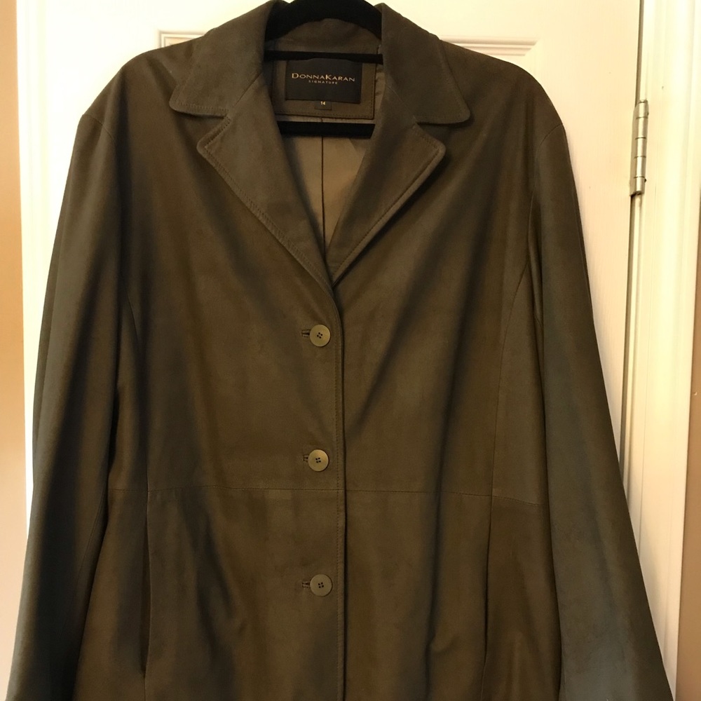 Olive green sueded leather jacket